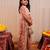 Peach block printed crepe & cotton sharara set & kurta jacket brother sister matching combo