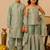 Sage green gota embroidered shimmer sharara set & kurta pant brother sister matching combo