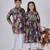 Purple printed cotton kurta set & kurta pant brother sister matching combo