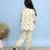 White printed cotton top and bottom set & kurta pyjama brother sister matching combo