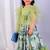 Green printed organza & cotton silk lehenga choli & kurta pyjama brother sister matching combo