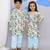 Blue printed cotton silk kaftan & kurta pant brother sister matching combo