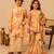 Peach & yellow printed muslin sharara set & kurta pant brother sister matching combo
