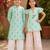 Mint green printed cotton kurta set & kurta pant brother sister matching combo