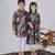Purple printed cotton kurta set & kurta pant brother sister matching combo