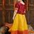 Mustard, red & orange woven silk blend lehenga choli & dhoti kurta brother sister matching combo