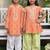 Bright orange embroidered cotton kurta salwar set & kurta pant brother sister matching combo
