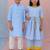 Blue & powder blue woven cotton kurta set & kurta pyjama brother sister matching combo