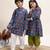 Blue printed cotton full sleeve kurta set & kurta pant brother sister matching combo