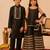 Black gota embroidered cotton silk sharara set & kurta pant brother sister matching combo