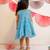 Sky blue printed cotton dress & shirt brother sister matching combo