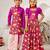 Purple & red sequinned & solid muslin lehenga choli & dhoti kurta brother sister matching combo