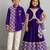 Purple embroidered velvet lehenga choli & kurta pyjama brother sister matching combo