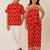 Crimson red printed cotton co-ord set brother sister matching combo