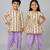 White & yellow printed cotton silk dhoti kurta (purple dhoti) brother sister matching combo