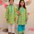 Green printed cotton kurta set & kurta pyjama brother sister matching combo