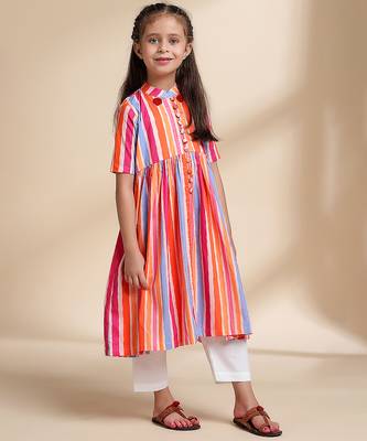 Multicolor printed cotton kurta set & kurta pant brother sister matching combo 2
