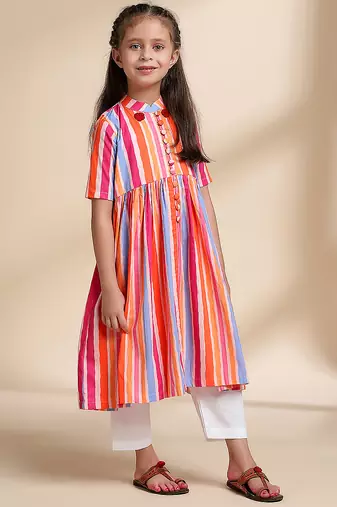Multicolor printed cotton kurta set & kurta pant brother sister matching combo