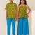 Mehendi green & olive green printed cotton co-ord set brother sister matching combo
