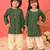 Green printed & bandhani rayon kurta patiala set & kurta pyjama brother sister matching combo