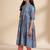 Blue printed cotton elbow sleeve kurta set & kurta pant brother sister matching combo