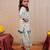 White block printed crepe & cotton silk kurta set & kurta pyjama brother sister matching combo