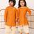 Yellow printed rayon kurta patiala set & kurta pyjama brother sister matching combo