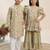 Green printed cotton dress & kurta pant brother sister matching combo