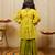 Yellow printed georgette & cotton sharara set & kurta jacket brother sister matching combo
