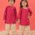 Pink printed rayon kurta patiala set & kurta pyjama brother sister matching combo