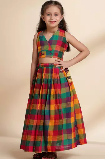 Multicolor printed cotton co-ord set & kurta jacket brother sister matching combo