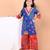 Royal blue printed cotton kurta set & kurta pant brother sister matching combo