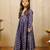 Blue printed cotton silk dress & kurta pyjama brother sister matching combo