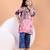 Pink & blue printed cotton kurta set & kurta pant brother sister matching combo