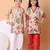 Beige & red printed cotton kurta set & kurta pant brother sister matching combo