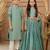 Teal green block printed dola silk lehenga choli & kurta pant brother sister matching combo