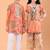 Peach orange printed cotton kurta set & kurta pant brother sister matching combo