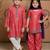Pink block printed dola silk & cotton silk kurta set & kurta pant brother sister matching combo