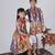 Multicolor & brown printed cotton kurta set & kurta pant brother sister matching combo