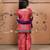 Pink block printed dola silk & cotton silk kurta set & kurta pant brother sister matching combo