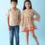 Multicolor woven cotton dress & shirt brother sister matching combo