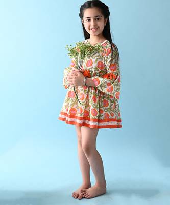 Multicolor woven cotton dress & shirt brother sister matching combo 2