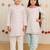 Off white printed cotton kurta salwar set & kurta pyjama brother sister matching combo