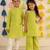 Lemon yellow block printed cotton kurta set & kurta pyjama brother sister matching combo