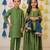 Green block printed chanderi sharara set & kurta pant brother sister matching combo