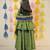 Green block printed chanderi sharara set & kurta pant brother sister matching combo