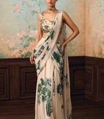 Georgette Printed beads work saree with Blouse