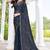 designer navy blue handwork zarkan border silk blend saree