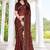designer brown handwork zarkan border silk blend saree