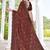 designer brown handwork zarkan border silk blend saree